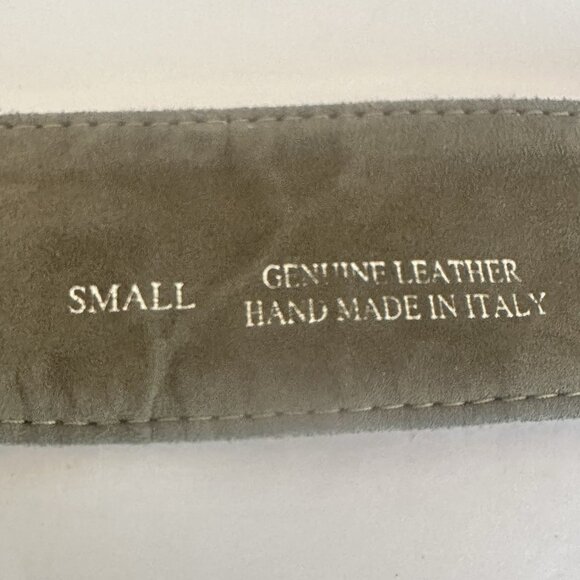 Tailored Sportsman Quilted Leather Belt Soft Gray Silver Sz Small Handmade Italy - Picture 5 of 11